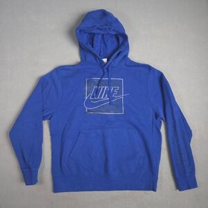 Nike Graphic Hoodie Pullover Sweatshirt Just Do It Blue Casual Mens M